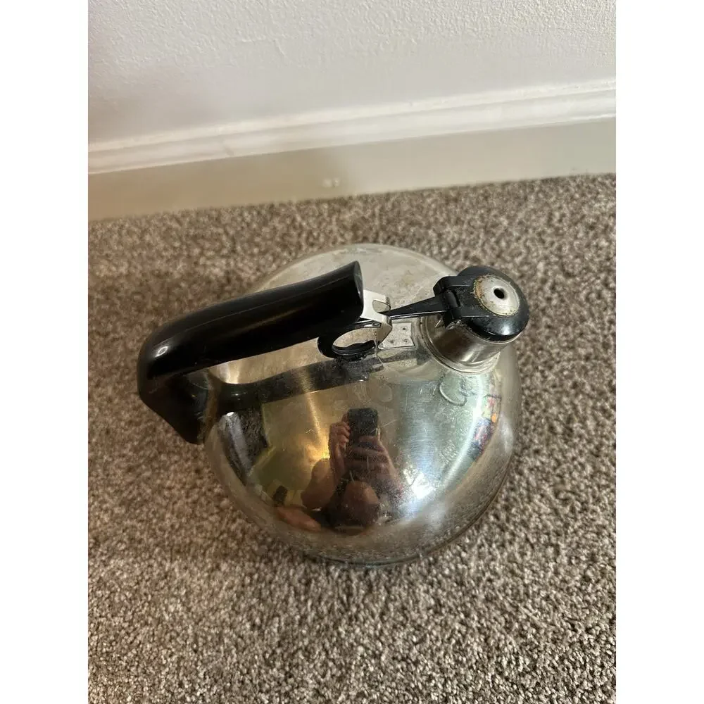 Vintage Paul Revere Ware Whistling Tea Kettle Copper Bottom 2 Qt